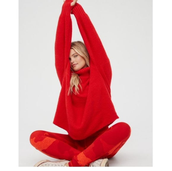 Offline Sweaters - Offline By Aerie Chillside Vibrant Scarlet Turtleneck Sweater Medium Oversized